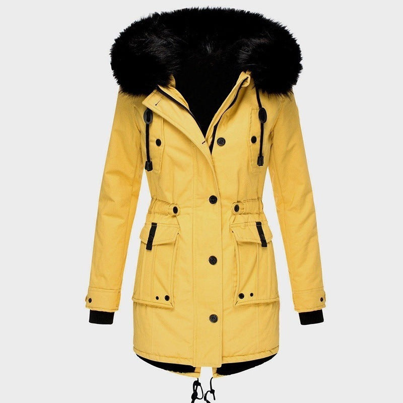 Clara – Manteau femme hiver avec col en fausse fourrure