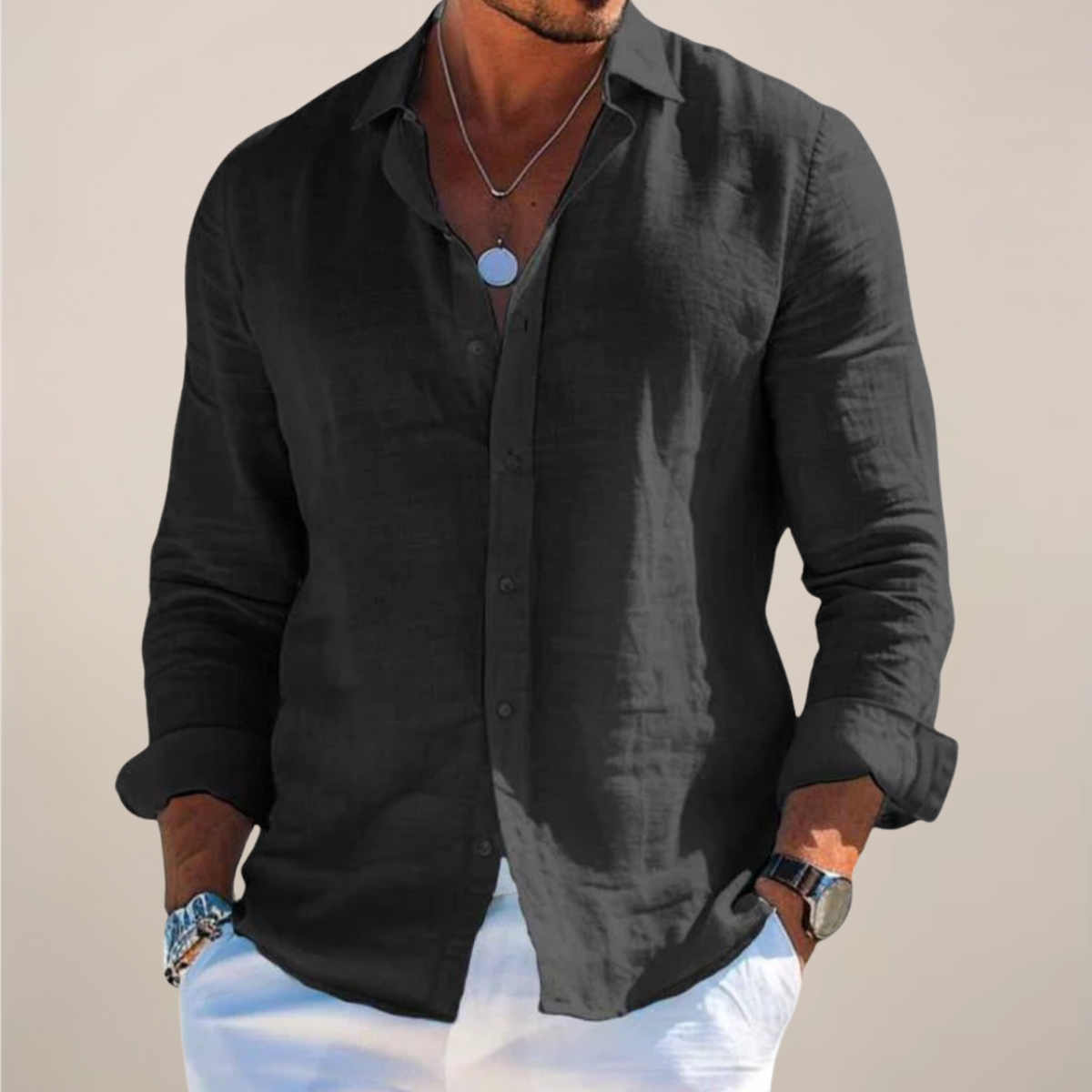 Nathan – Chemise casual à manches longues homme