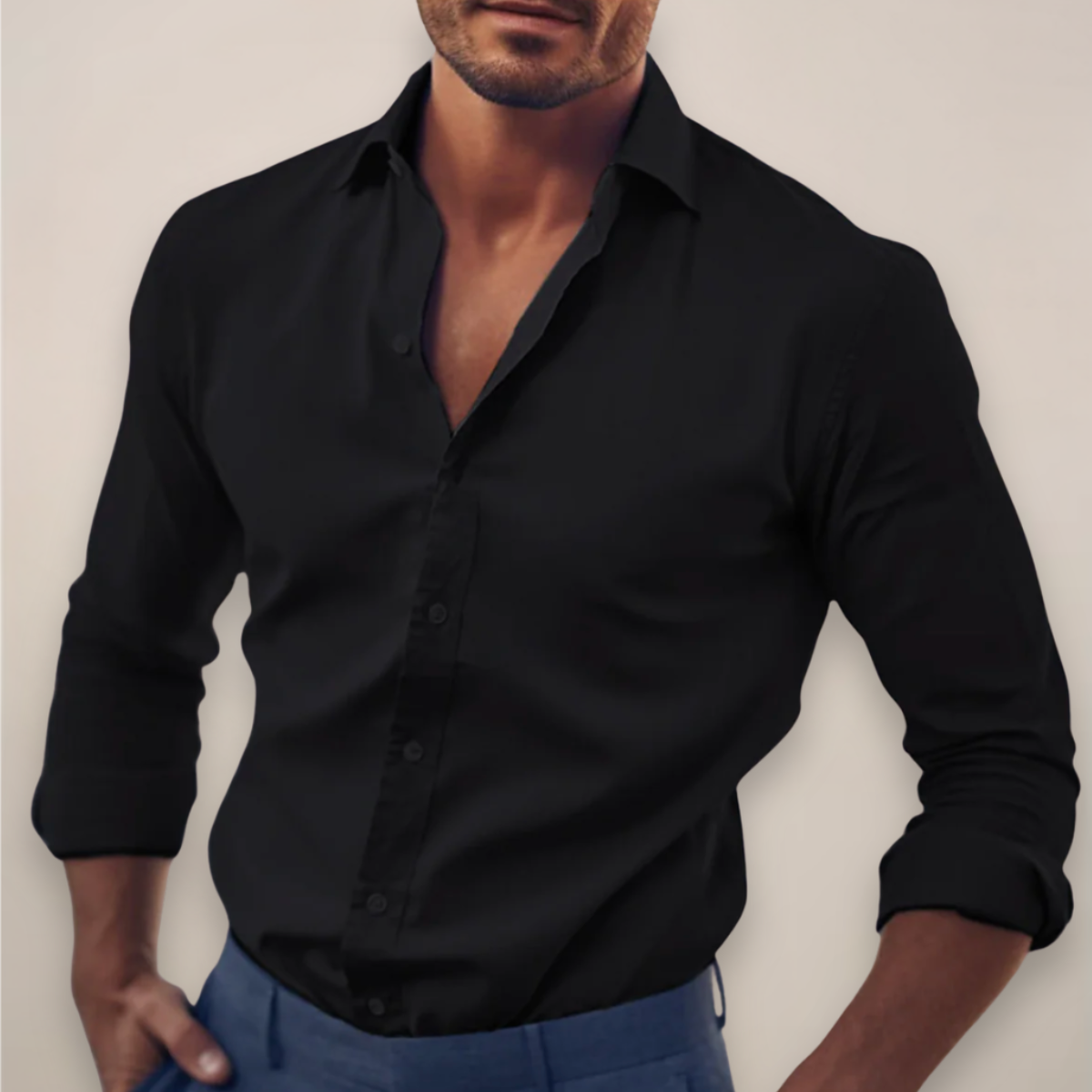 Julien – Chemise à manches longues unie homme