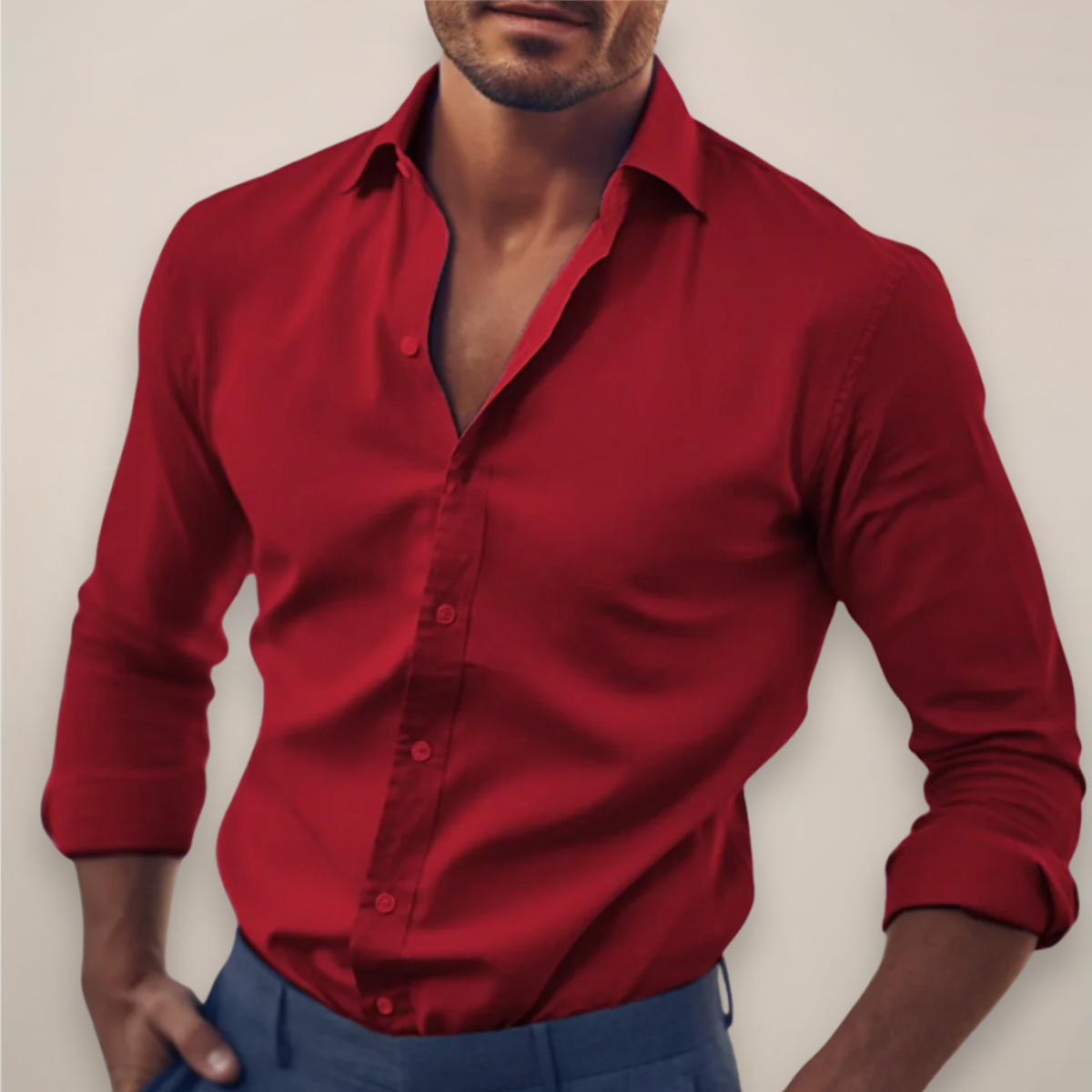Julien – Chemise à manches longues unie homme