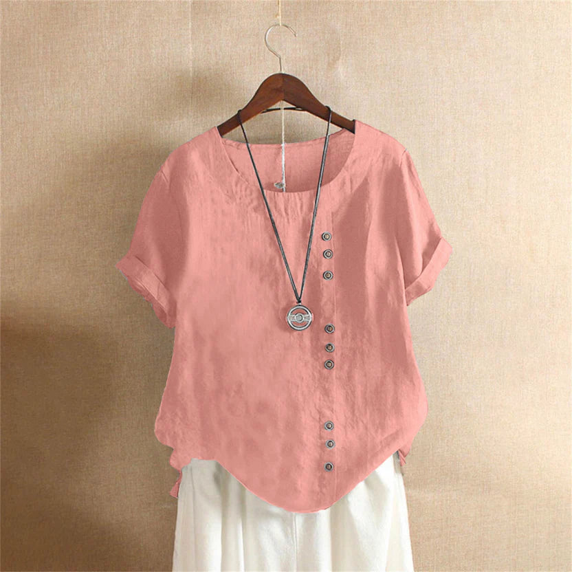 Maëva – Blouse d’été à manches courtes et col rond femme