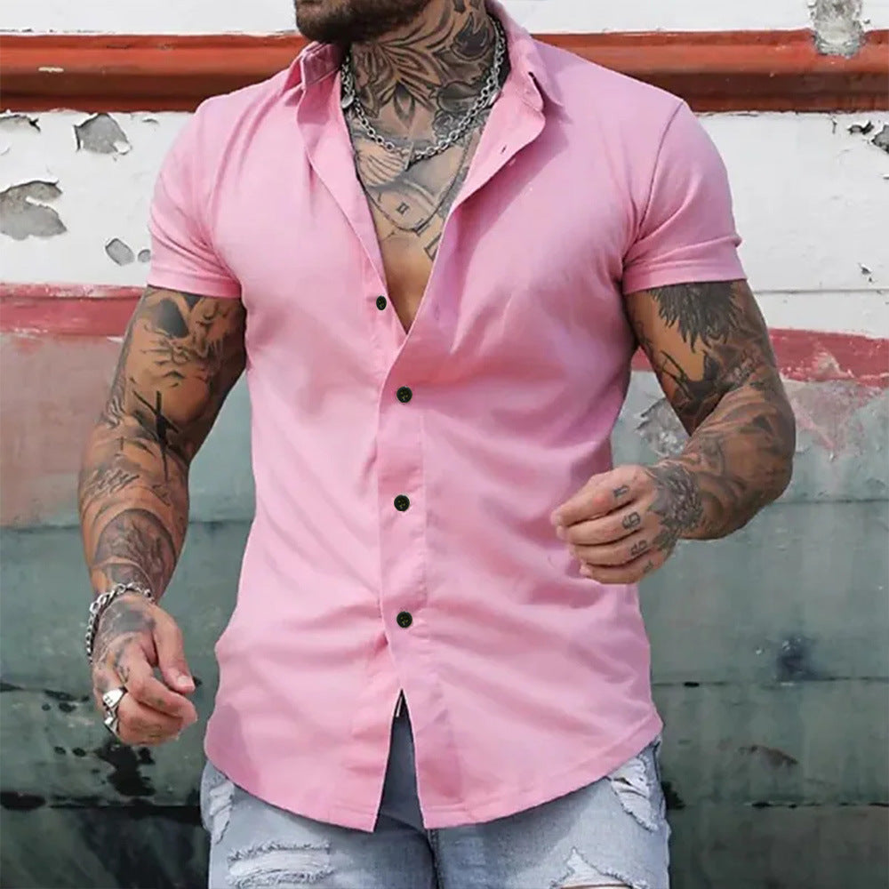 Enzo – Chemise slim fit à manches courtes homme