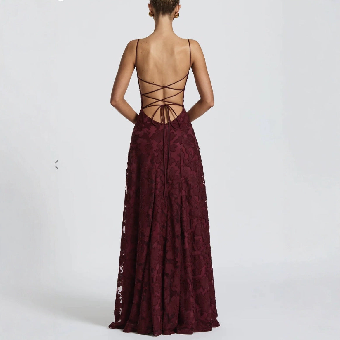 Marguerite – Robe maxi d'été à appliqués en dentelle fleurie femme