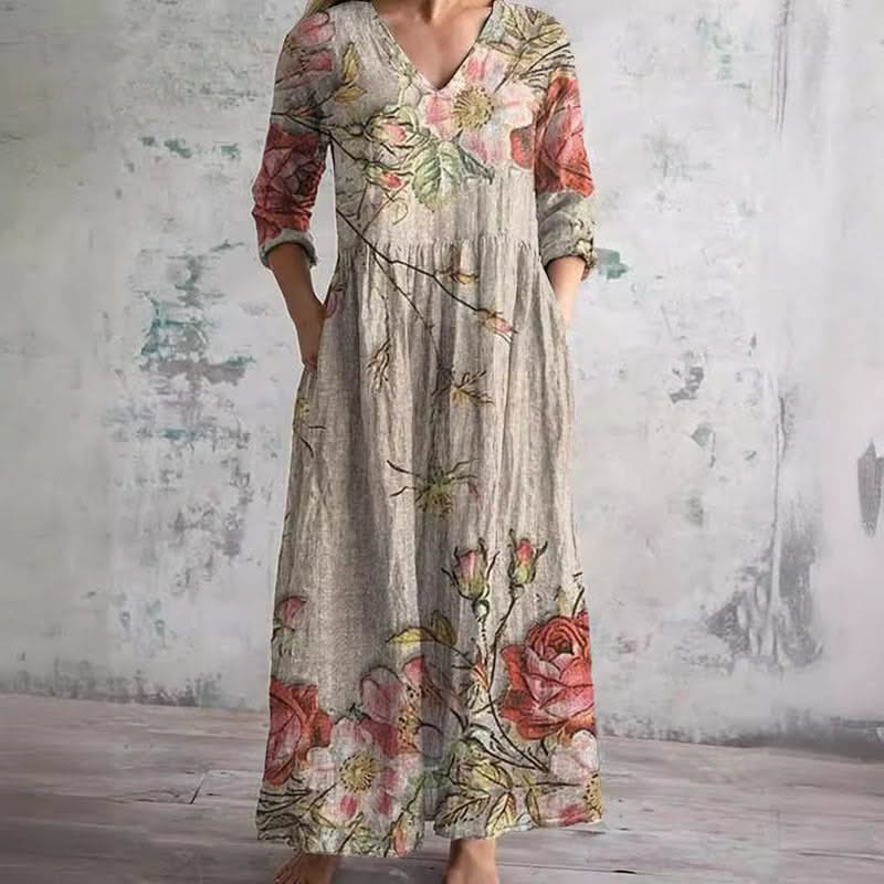 Émilie – Robe midi d'été fleurie femme