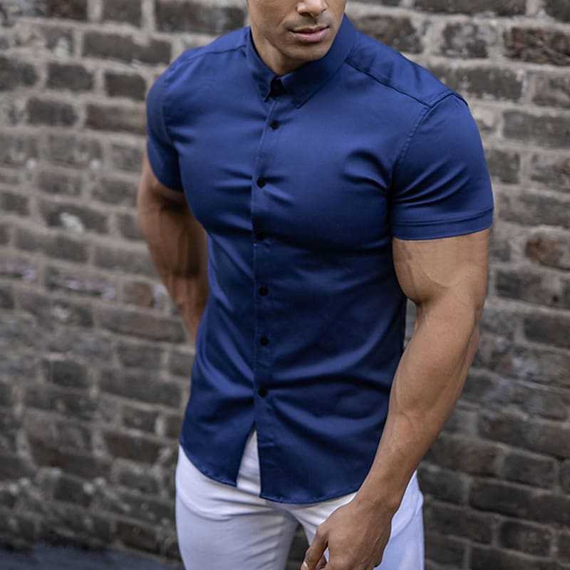 Enzo – Chemise slim fit à manches courtes homme