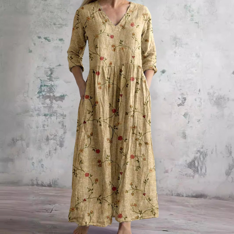 Émilie – Robe midi d'été fleurie femme