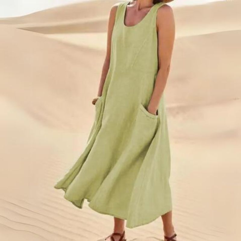 Julie – Robe midi d’été à col rond femme