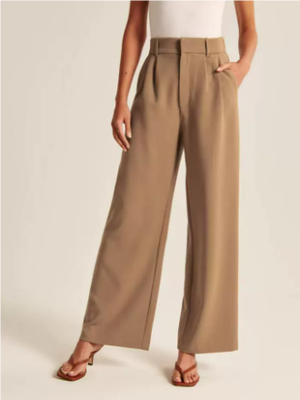 Mireille – Pantalon décontracté taille haute à jambes larges femme