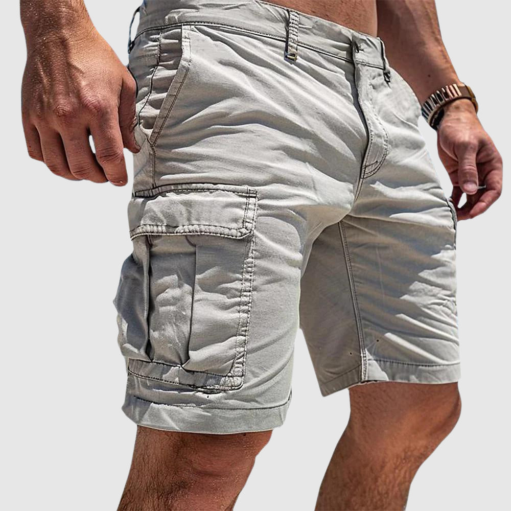 Short cargo homme en coton longueur genou à poche à rabat