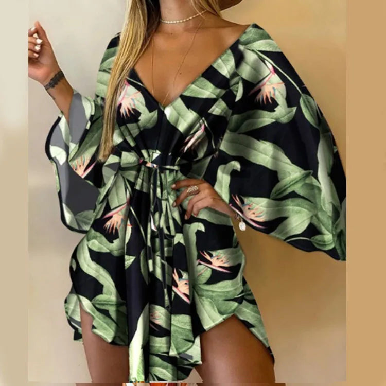 Émilie – Robe courte bohème fleurie à ruches