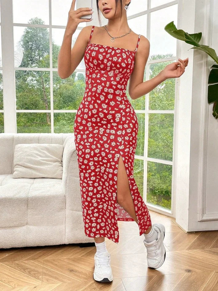 Clémence – Robe longue portefeuille fendue