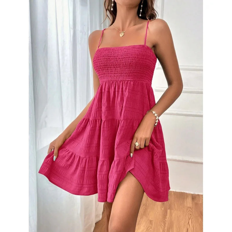 Anaïs – Robe bustier courte à volants et fines bretelles