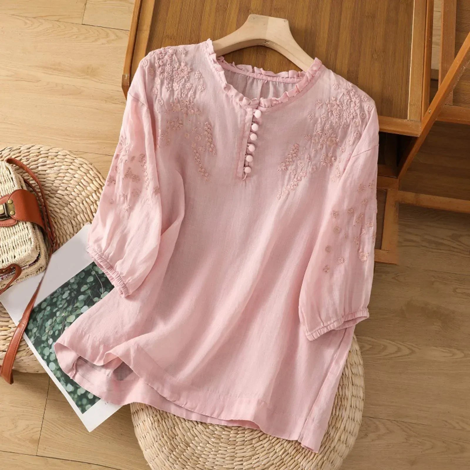 Éléonore – Blouse à boutons à imprimé floral femme