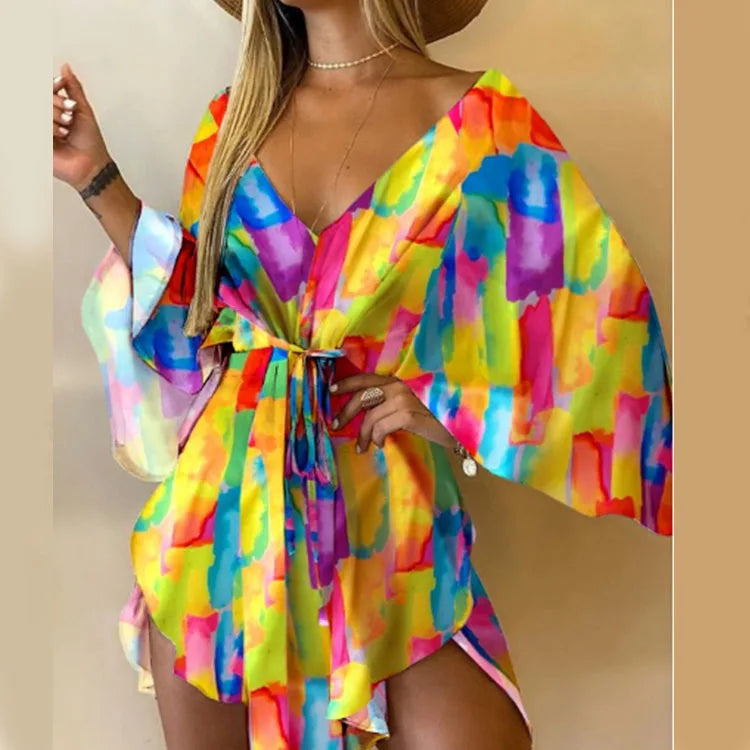 Émilie – Robe courte bohème fleurie à ruches