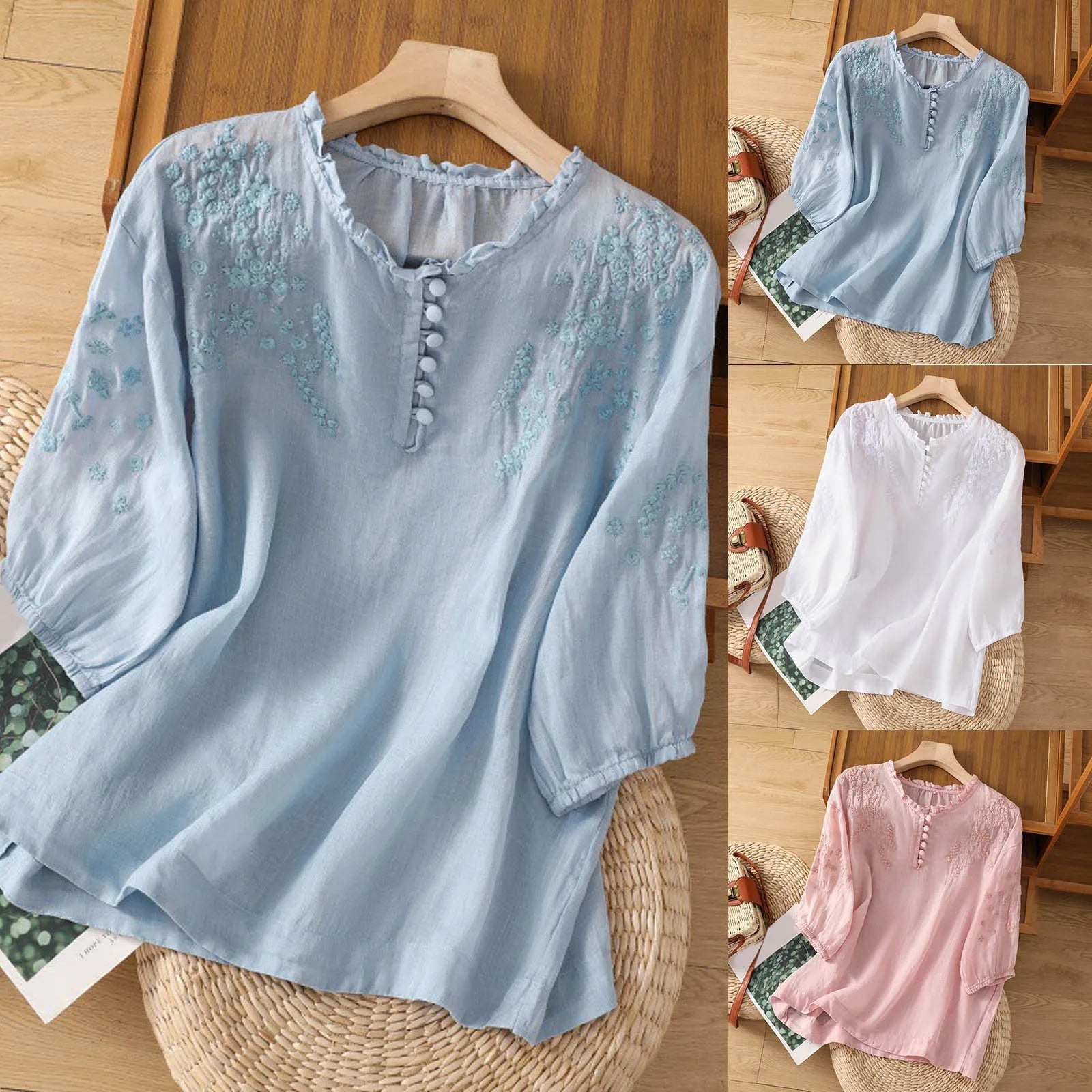 Éléonore – Blouse à boutons à imprimé floral femme