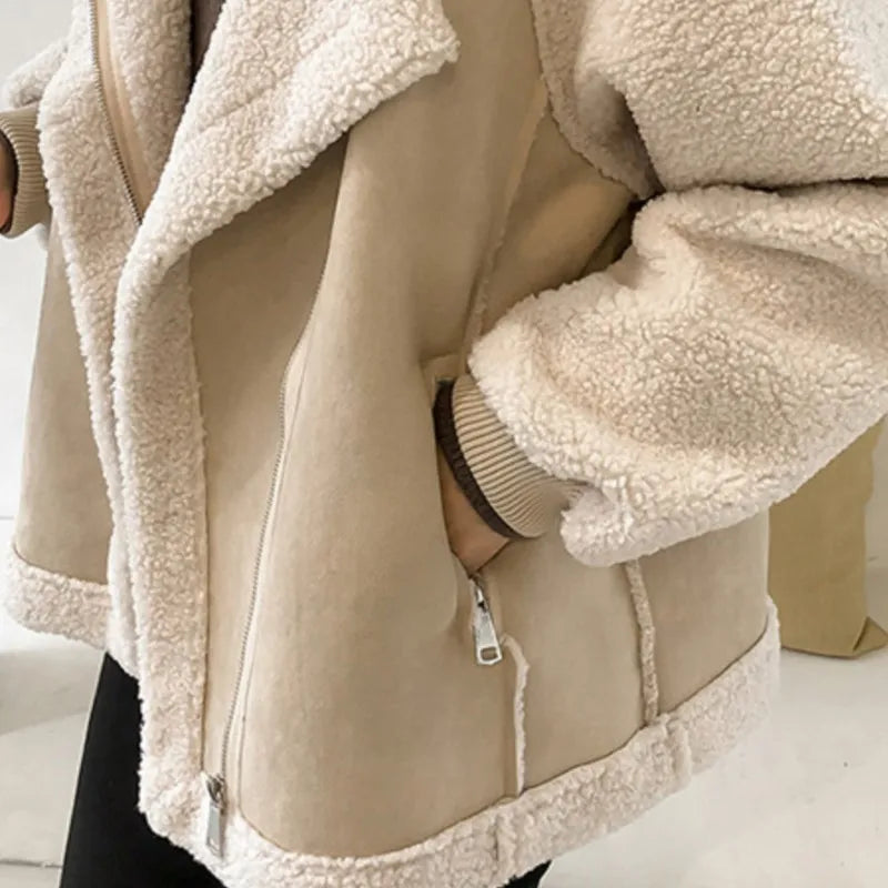 Anaïs – Manteau femme hiver en peau lainée