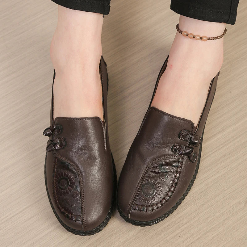Mocassins femme plats à double nœud et bout rond moc 6