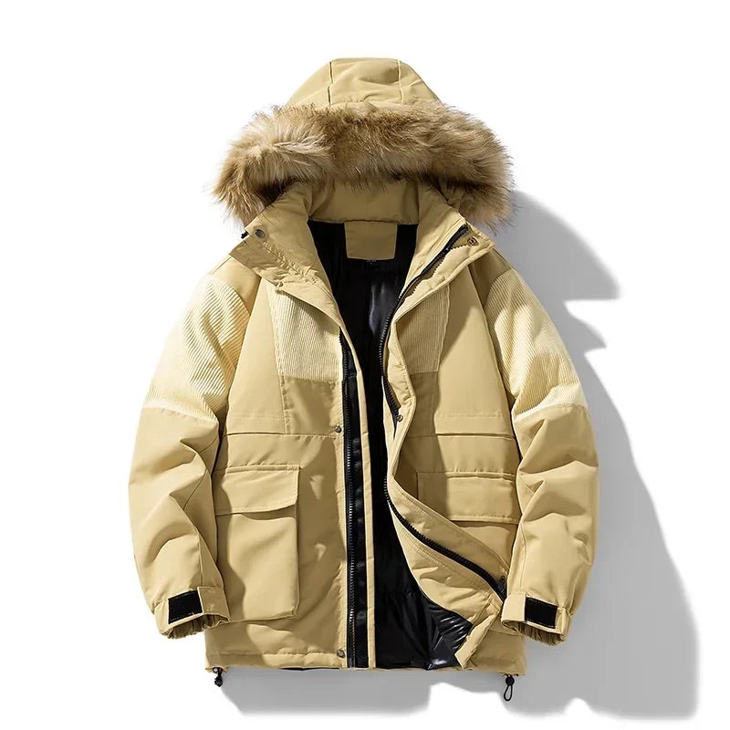Léo – Parka homme d’hiver oversize avec col en fausse fourrure
