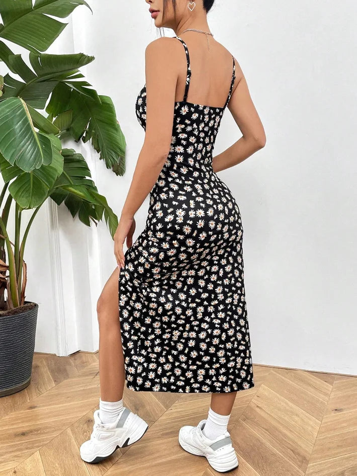 Clémence – Robe longue portefeuille fendue