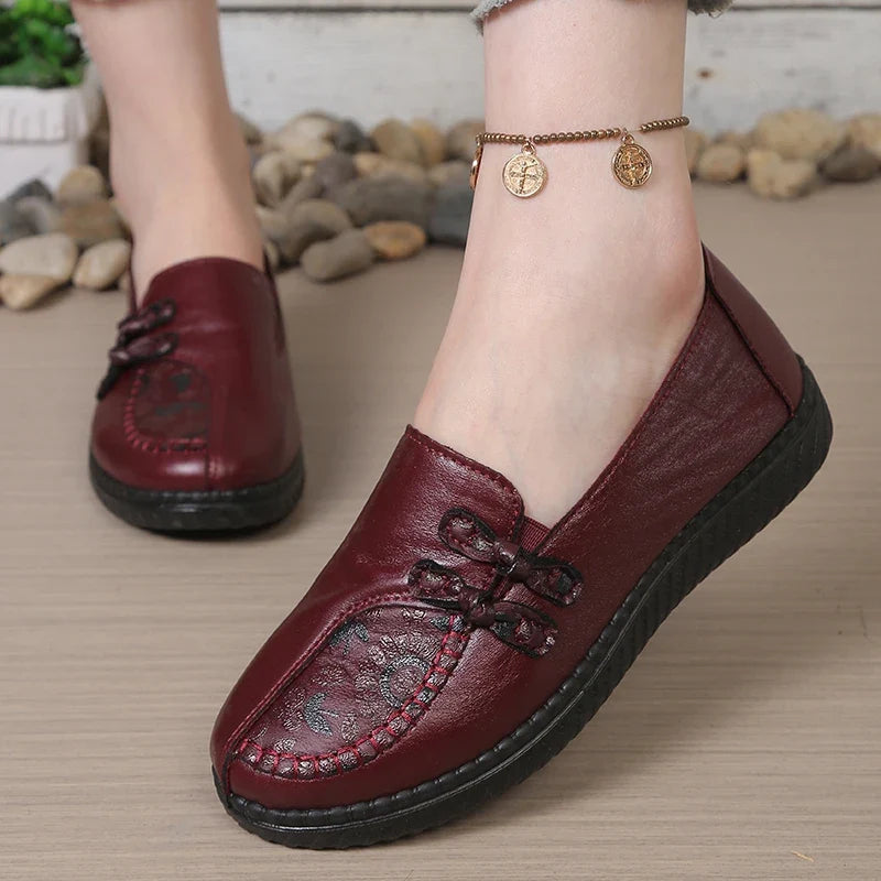 Mocassins femme plats à double nœud et bout rond moc 2