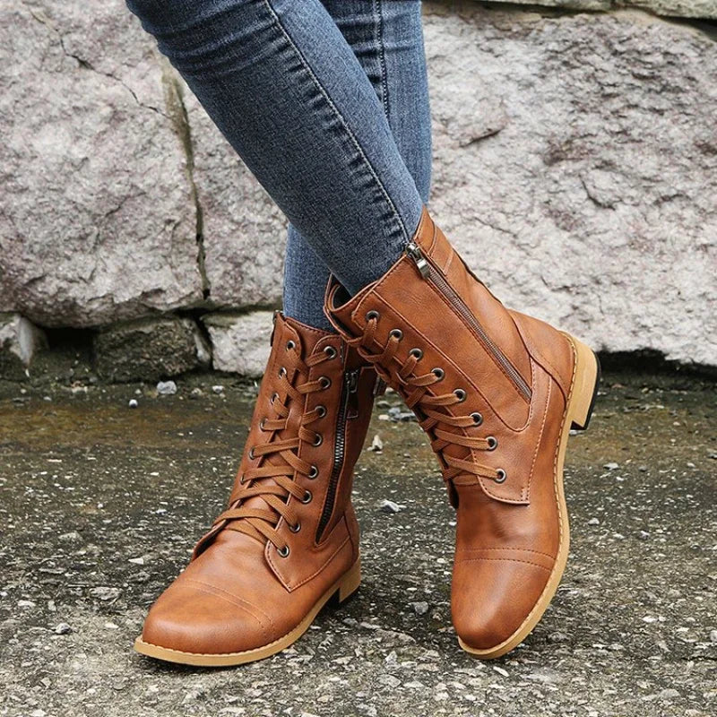 Zoé – Bottes femme à lacets et fermeture éclair