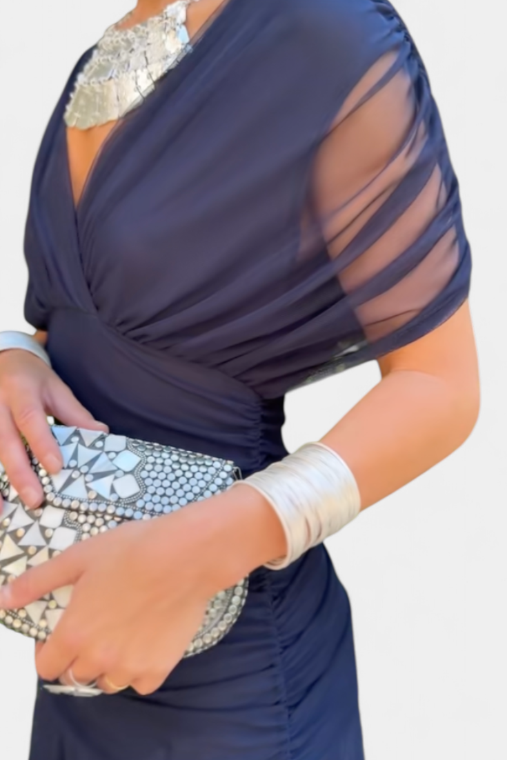 Clémence – Robe midi élégante à épaules dénudées femme