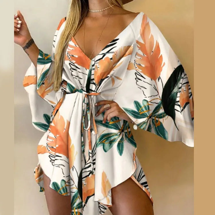 Émilie – Robe courte bohème fleurie à ruches