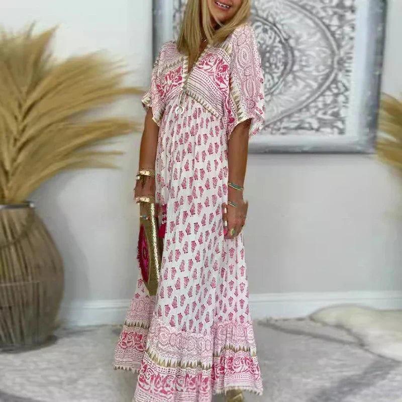 Joséphine – Robe maxi d'été bohème à imprimé femme