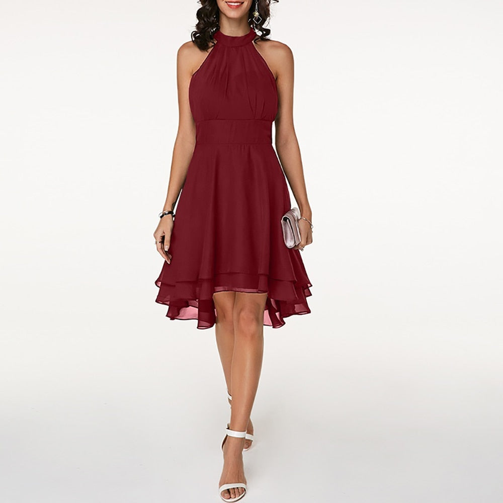Élodie – Robe midi élégante avec ruches femme