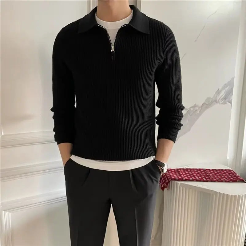 Adrien – Pull homme zippé avec col