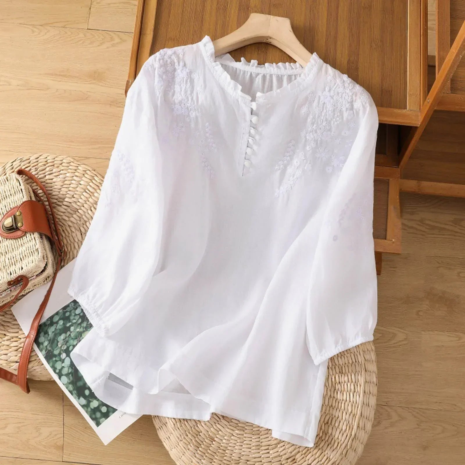 Éléonore – Blouse à boutons à imprimé floral femme
