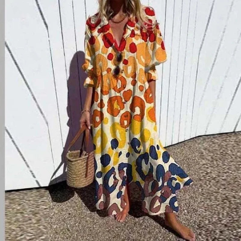 Clémence – Robe maxi bohème à col en V femme