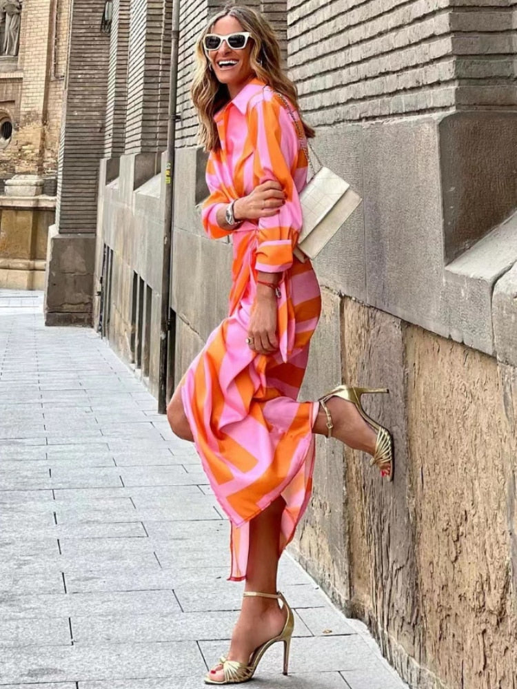 Juliette – Robe portefeuille midi à manches trois-quarts femme