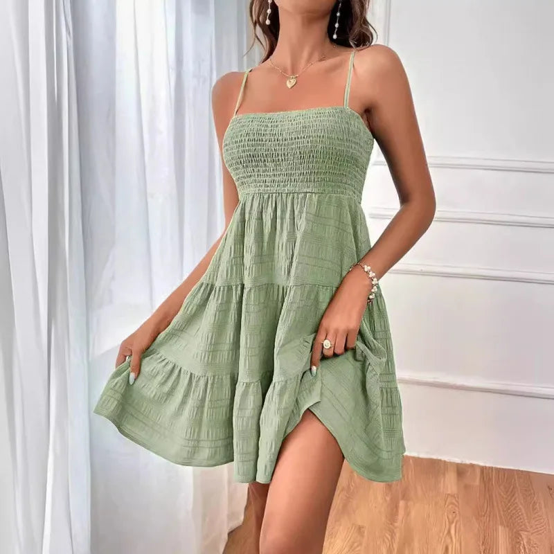 Anaïs – Robe bustier courte à volants et fines bretelles