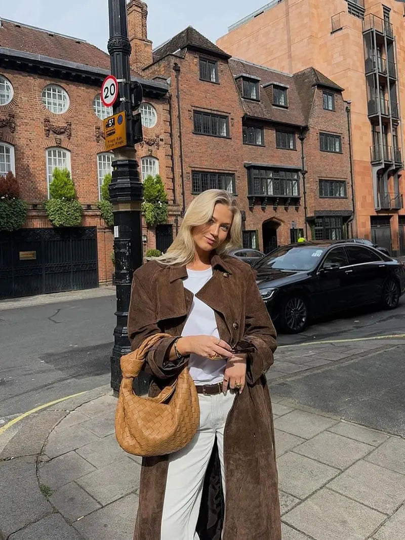 Séverine – Trenchcoat d’hiver en suédine femme