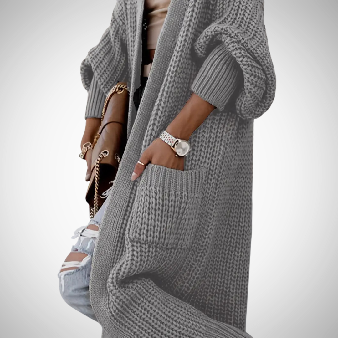 Élodie – Long gilet en maille pour femme