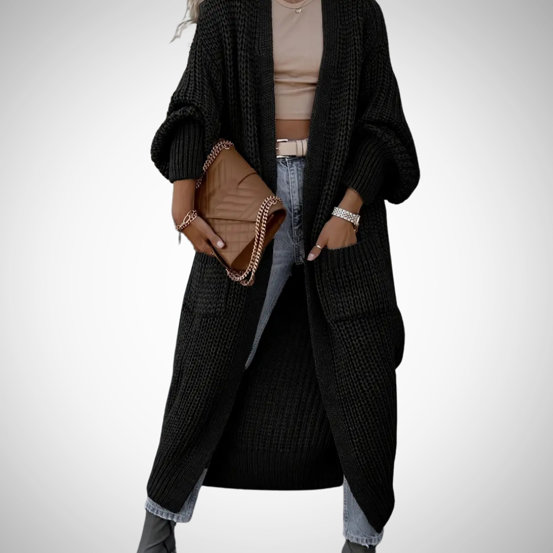 Élodie – Long gilet en maille pour femme