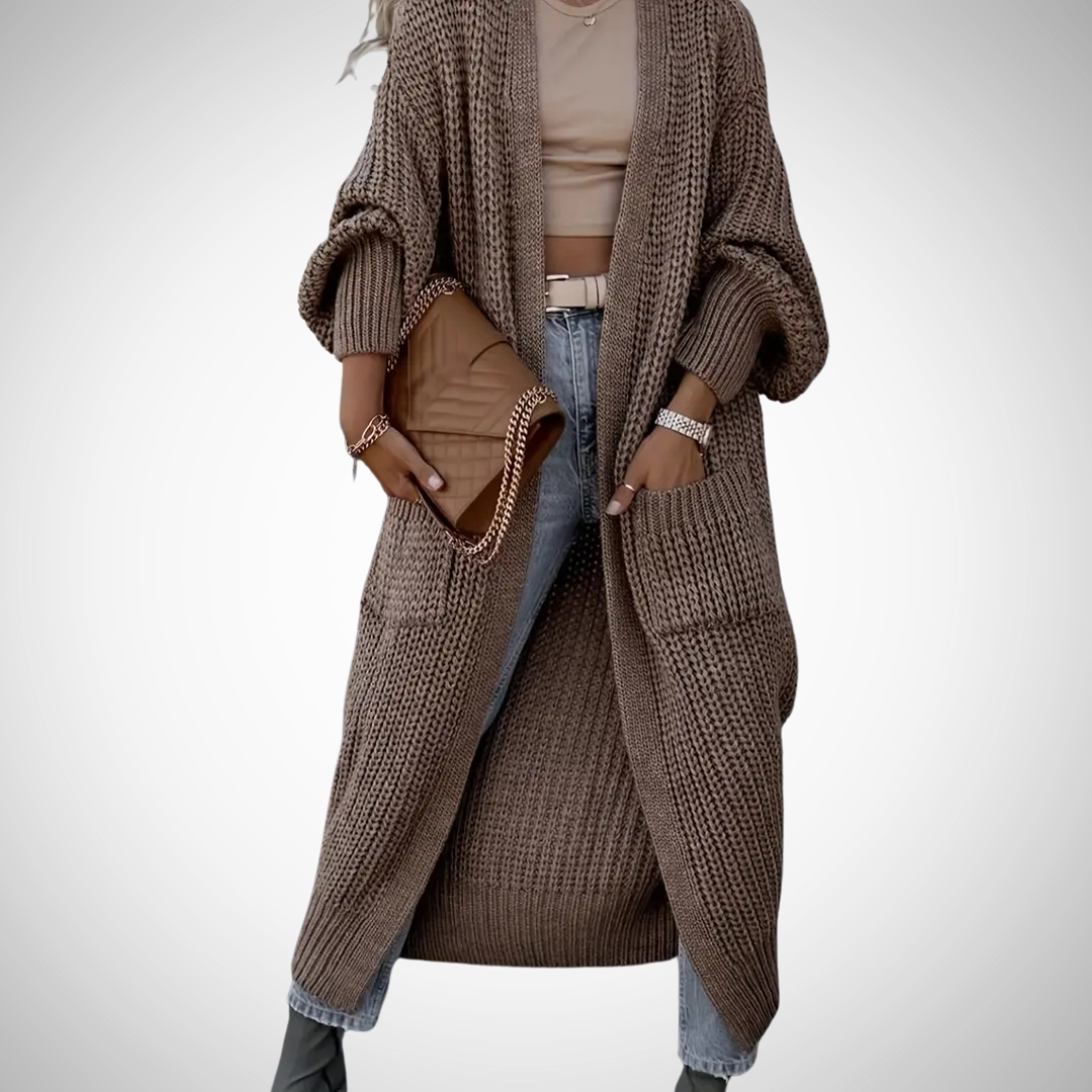 Élodie – Long gilet en maille pour femme