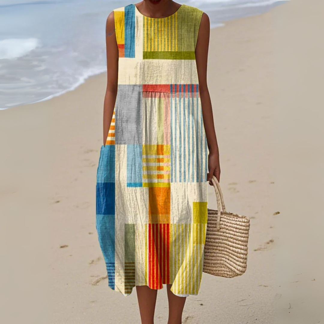 Amélie – Robe d'été à imprimé géométrique éclatant femme