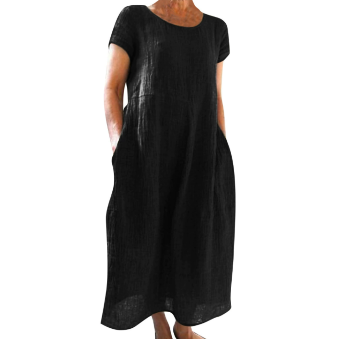Zoé – Robe midi à manches courtes femme