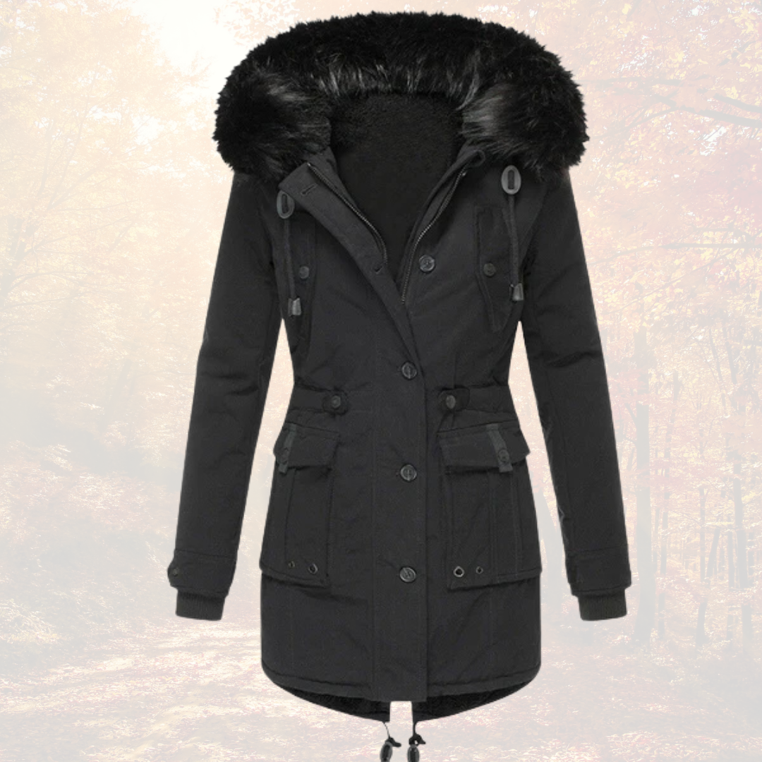 Clara – Manteau femme hiver avec col en fausse fourrure