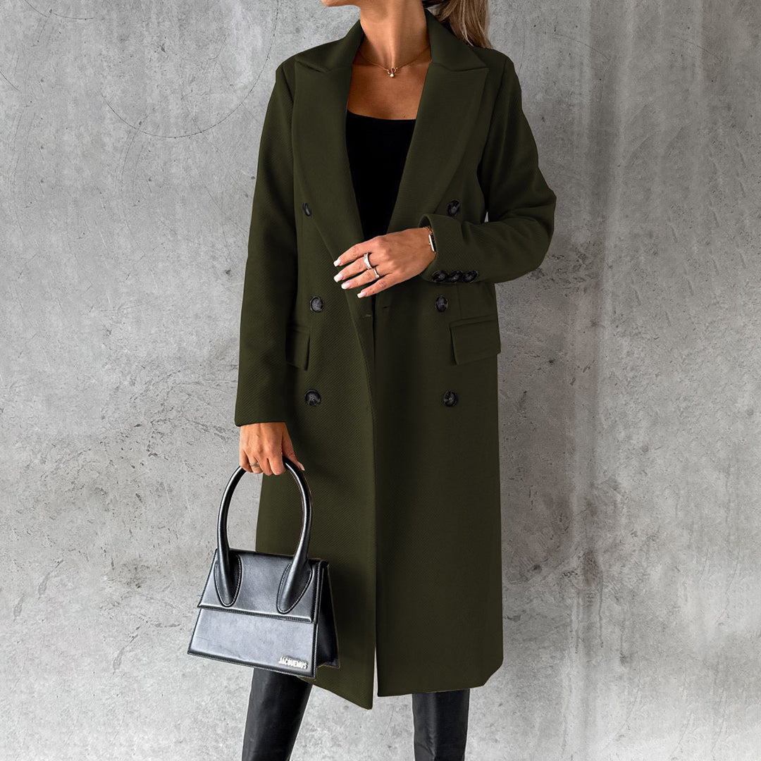 Wrenley – Manteau long femme automne à double boutonnage