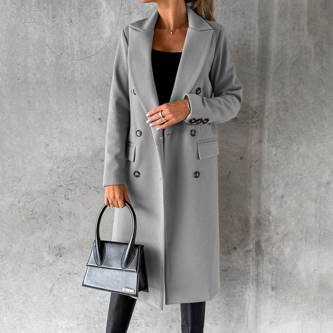 Wrenley – Manteau long femme automne à double boutonnage