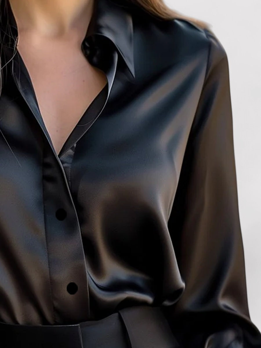 Camille – Blouse en satin à manches longues femme