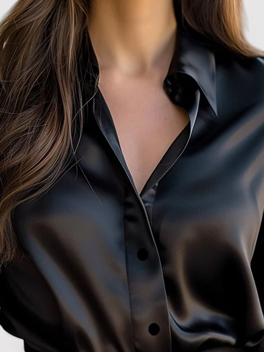 Camille – Blouse en satin à manches longues femme
