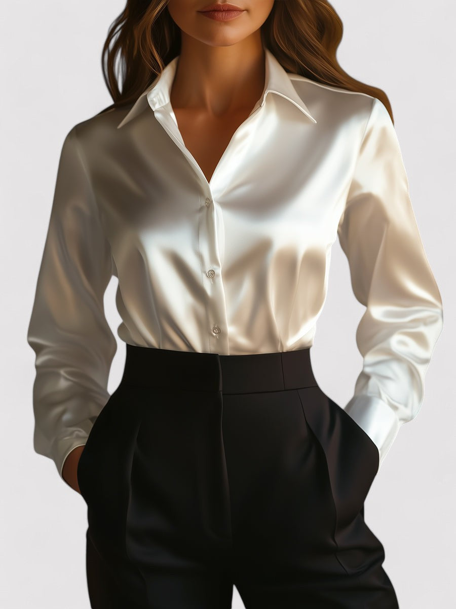 Camille – Blouse en satin à manches longues femme