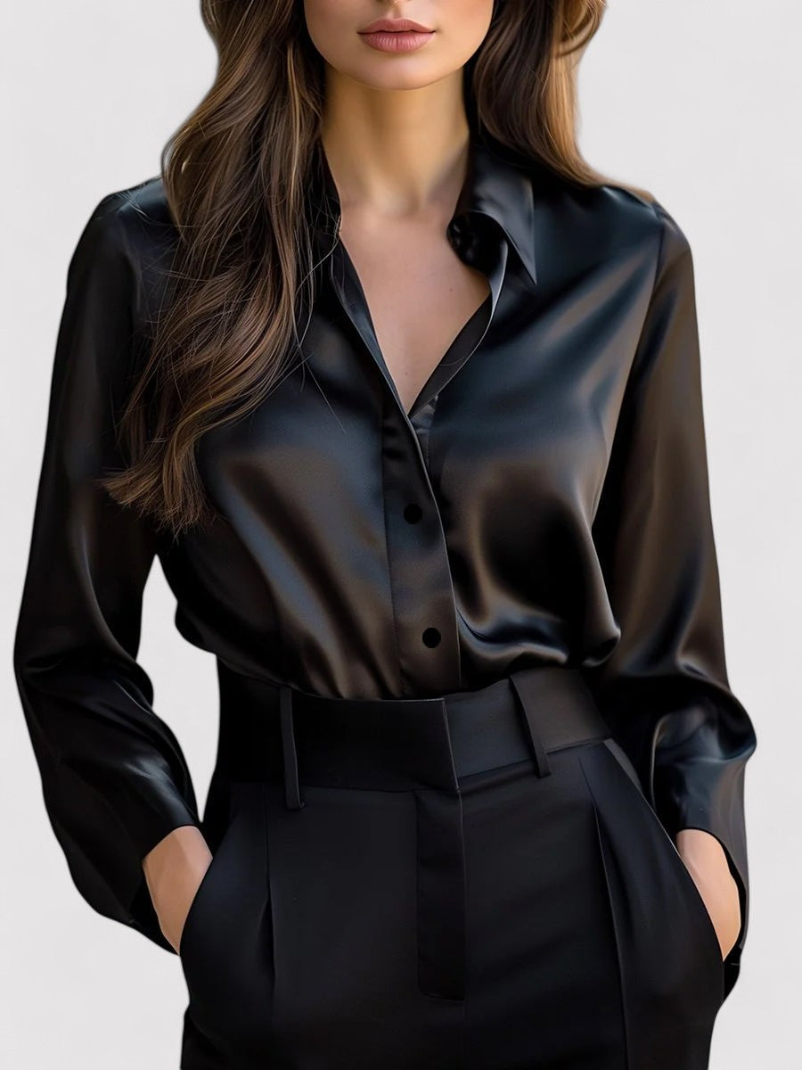 Camille – Blouse en satin à manches longues femme