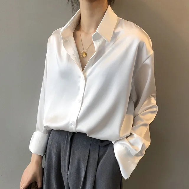 Émilie – Blouse en satin à coupe fluide femme