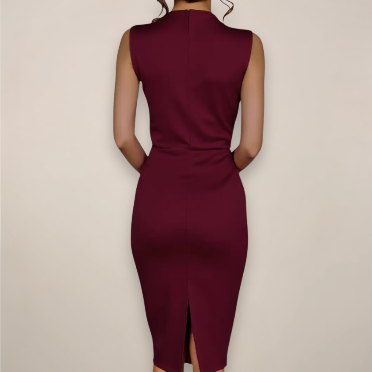 Juliette – Robe midi sans manches à col en V et coupe portefeuille femme