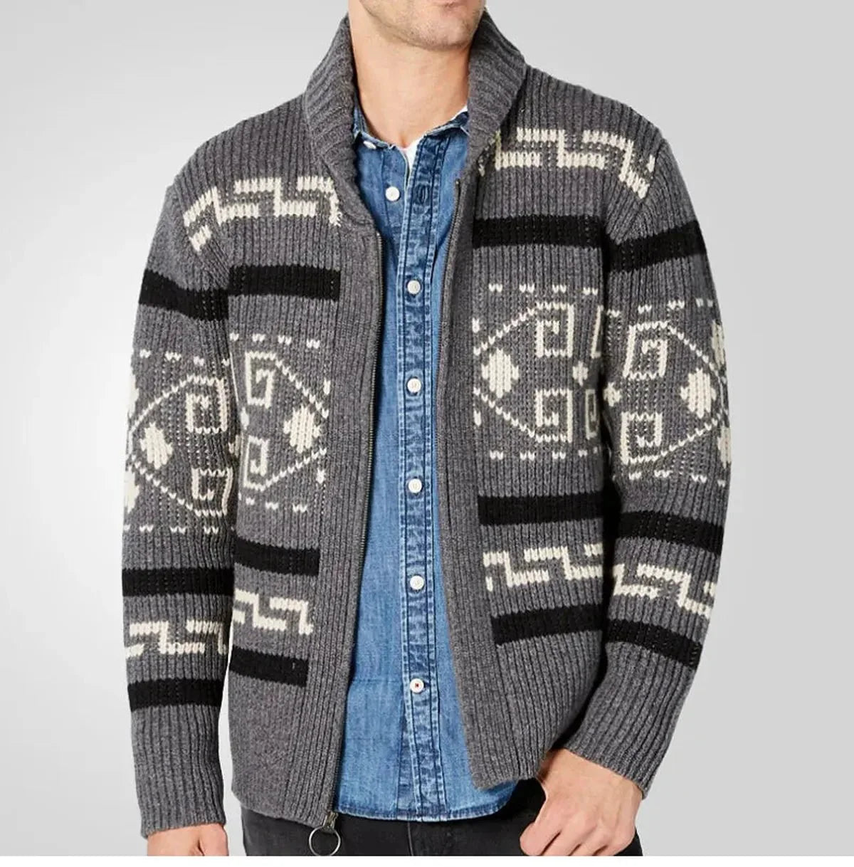 Clément – Gilet en maille zippé avec col rabattu homme